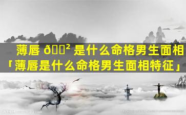 薄唇 🌲 是什么命格男生面相「薄唇是什么命格男生面相特征」
